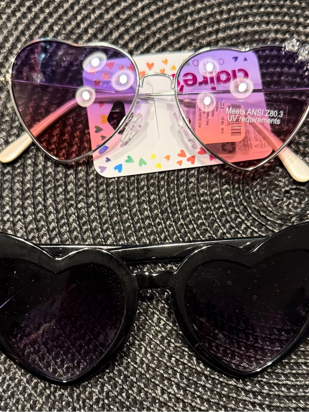 Two pair of Ladies Heart-Shaped Sunglasses - Purple and Black